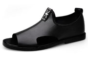 Toed First Layer Cowhide Sandals Men's Bag Heel Side Empty Leather Beach Non-slip Wear-resistant