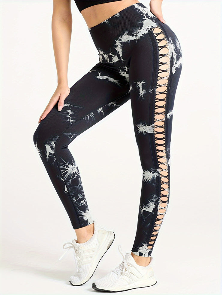 5 Pack Women's Tie-Dye Cutout Yoga Pants High-Waisted Leggings Women's Tie-Dye Leggings,, Leggings Women High Waisted Seamless Workout Leggings Gym Booty Tights Tummy Control Yoga Pants