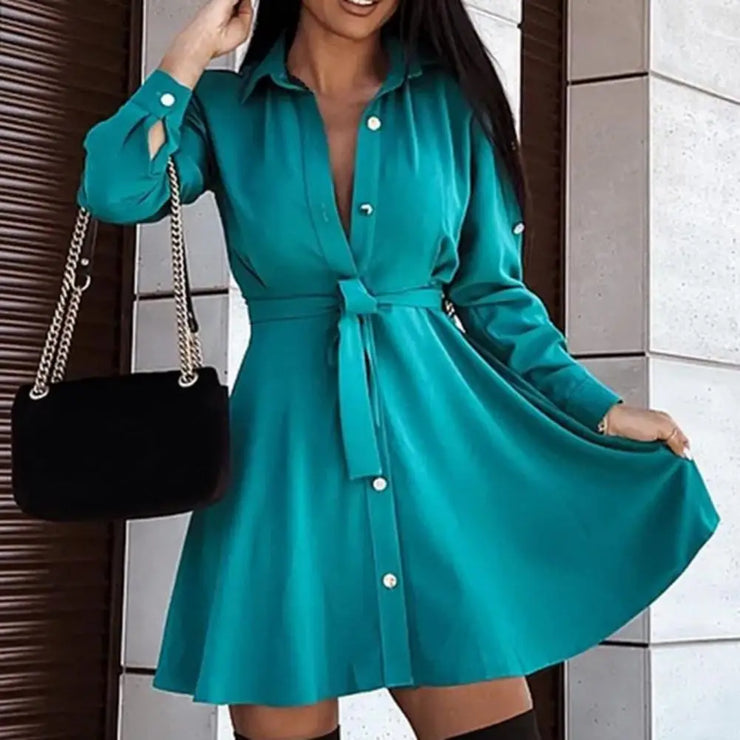 Women Mini Shirt Dress